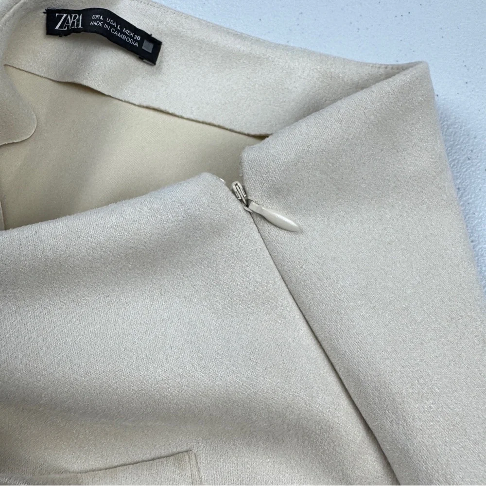 Zara Mini Skirt Womens‎ Large L Cream Aline Skirt
